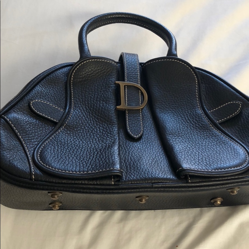 Vintage Christian Dior black Bowler Saddle handbag